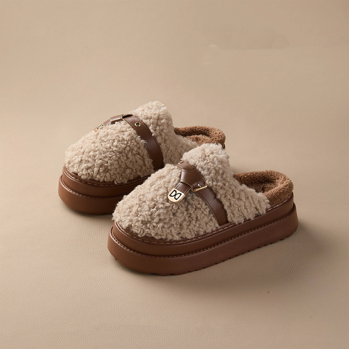 chausson khaki doux hiver