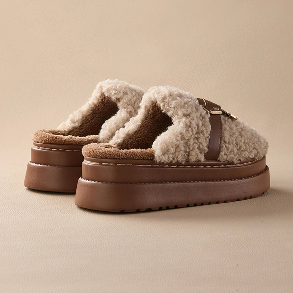 chaussons femme confortables semelle épaisse khaki