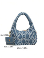 dimension sac bleu brodee effilochee en jeans 