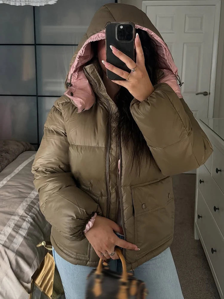 doudoune femme capuche zippée vue de face