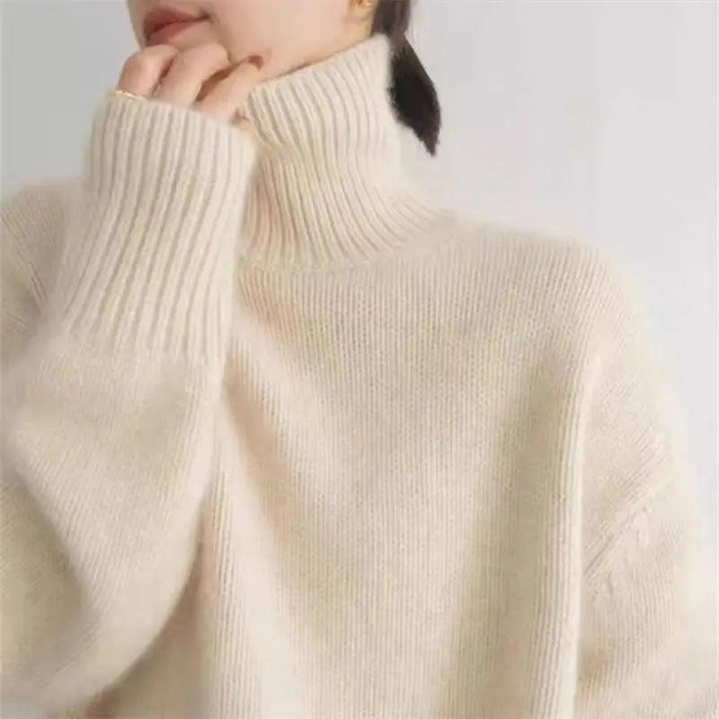 pull femme maille douce avec cachemire blanc