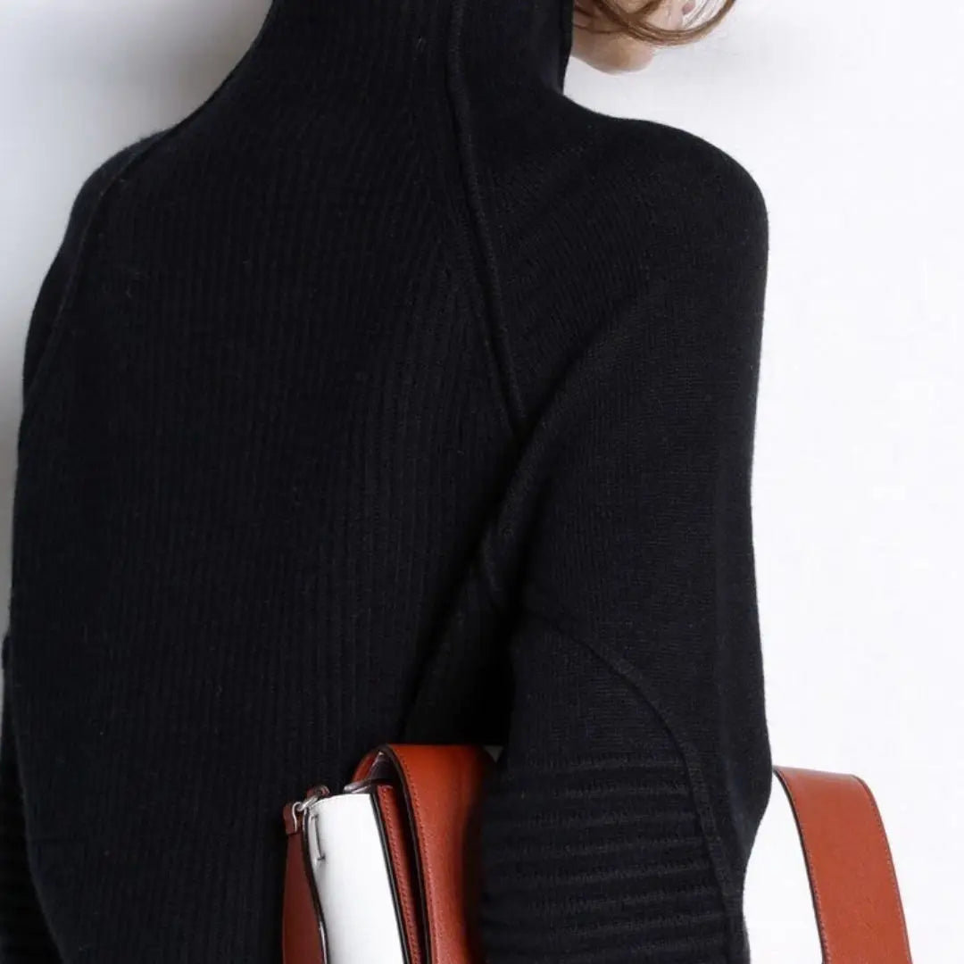 pull femme maille mérinos coupe ample noir