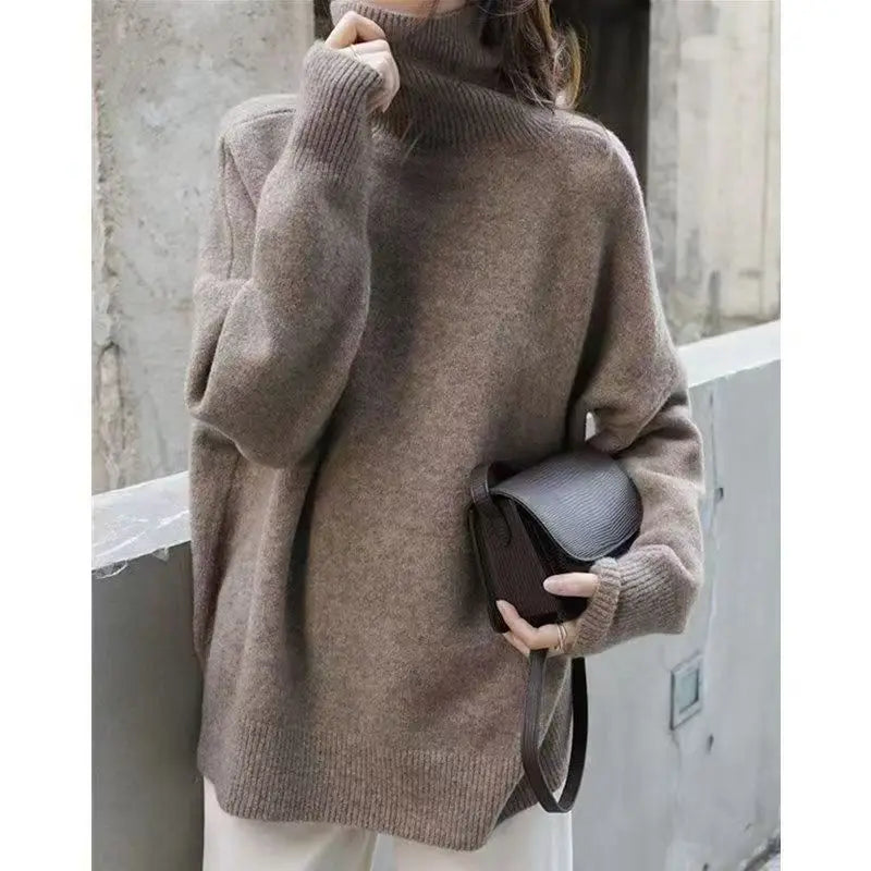pull femme manches longues ample marron