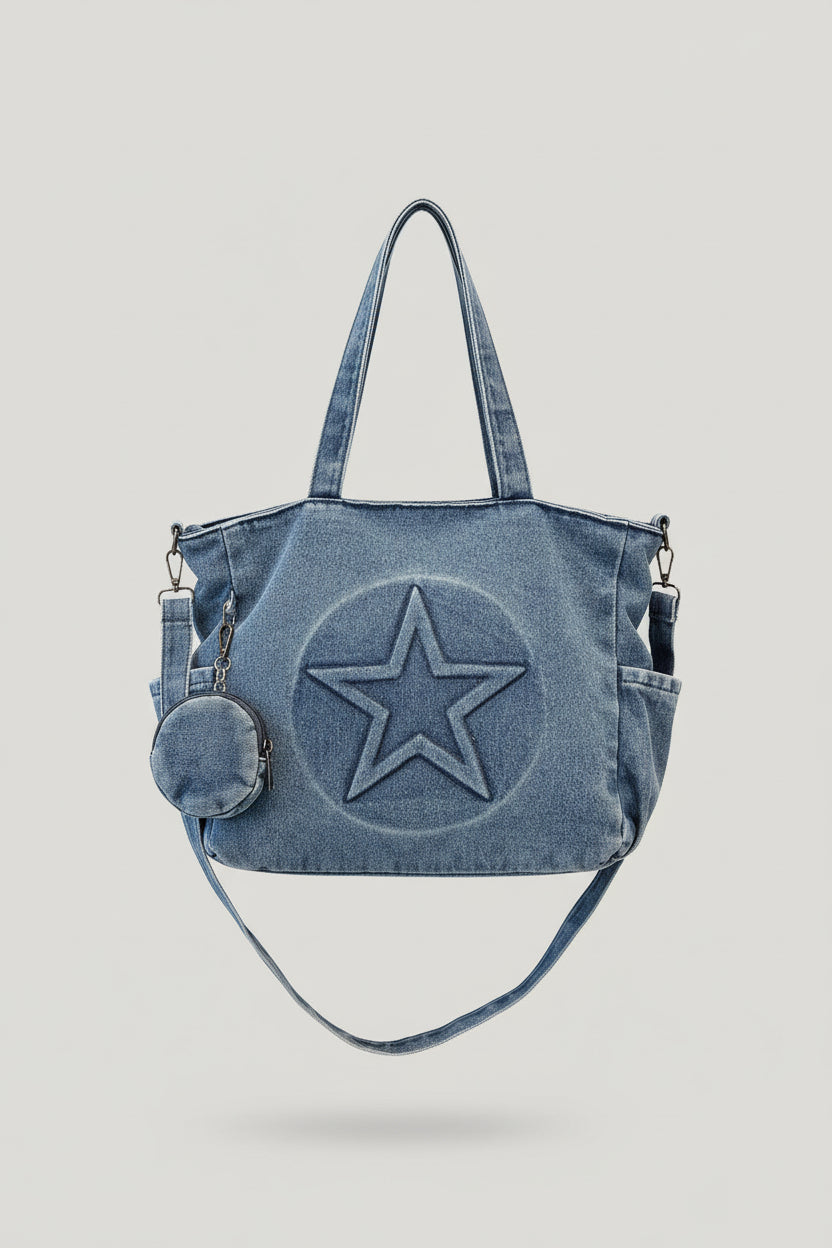 sac cabas bleu en denim pour femme a double sangle 