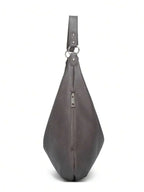 sac gris hobo femme de cote fermeture eclair poche de cote