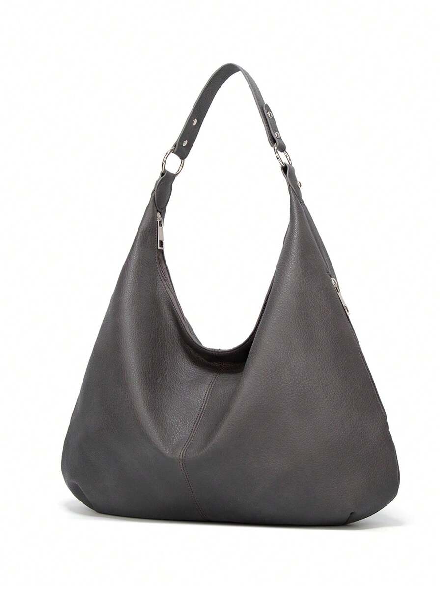 sac gris hobo femme de face