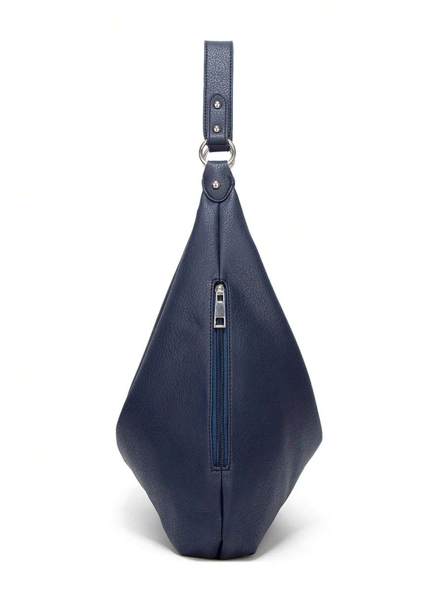 sac hobo femme bleu poche de cote fermeture eclair