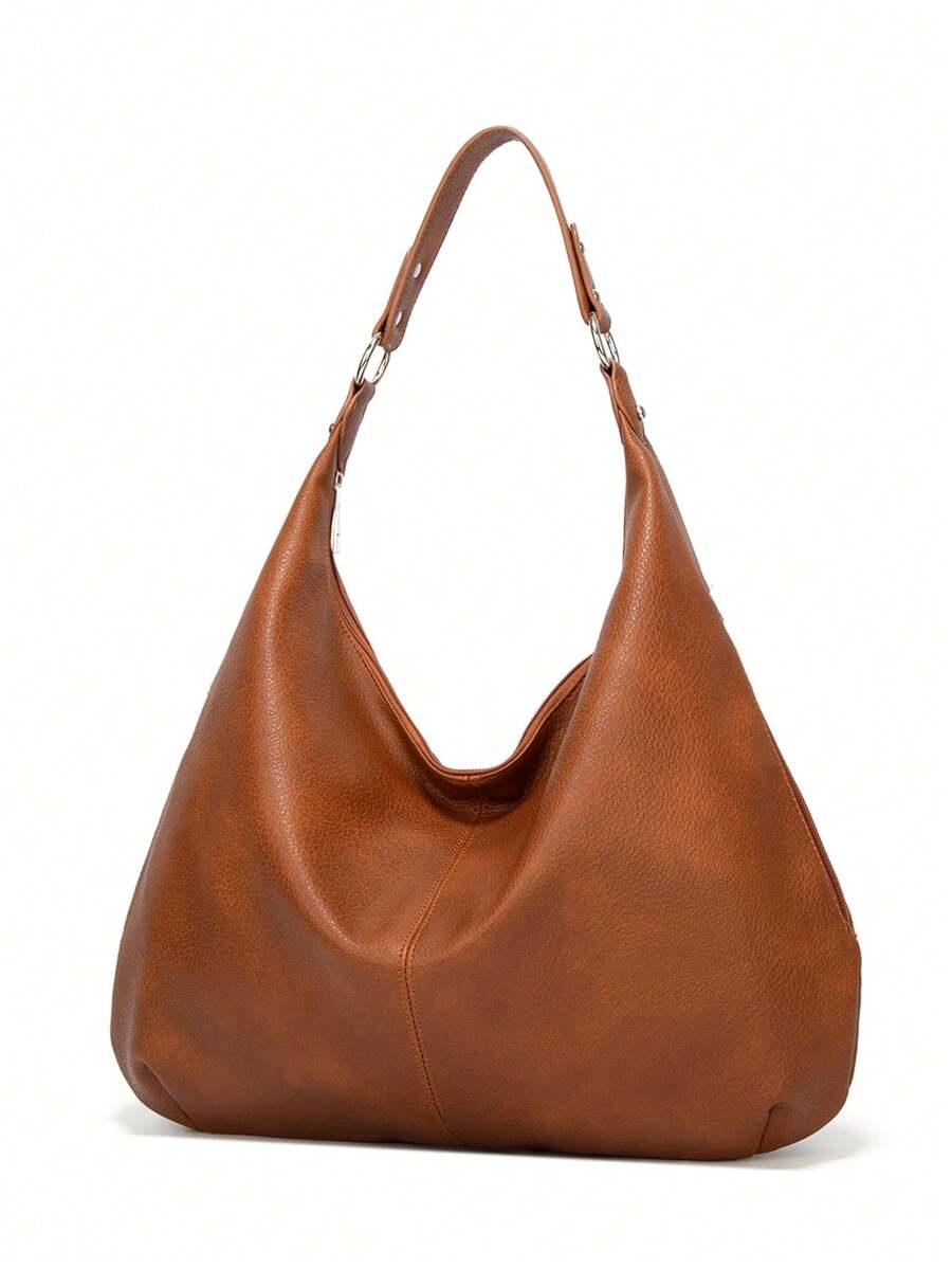 sac hobo femme kaki de face detail finission cuir
